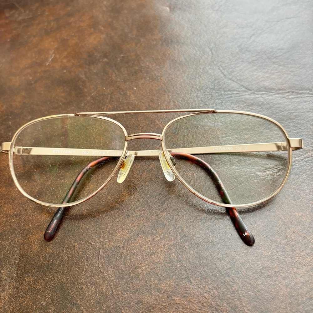 Stetson Zyloware 057 Stainless Steel Gold Aviator UnisexGlasses Frame Only 55-16